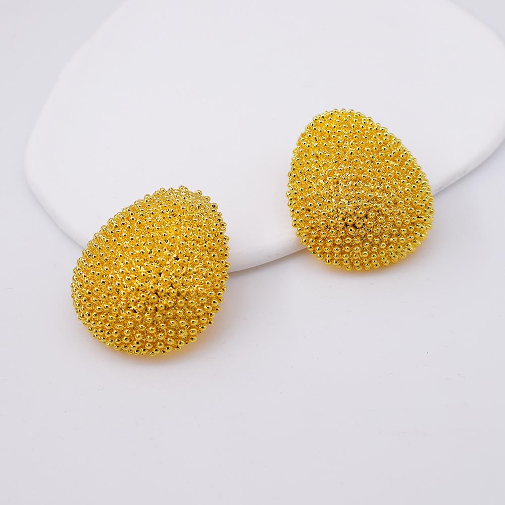 Oval Exaggerated Oversized Water Drop Earrings Medieval High-end Heavy Industry Gold-plated Hong Kong Style Fashionable Ear Needles Women