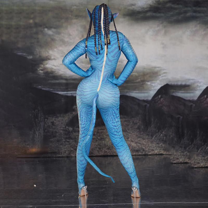 Novance Y1473 2025 Blue Skin-Tight Bodysuits Performance Clothes Sexy Stage Dance Wear Halloween Costume Avatar Cosplay Costumes