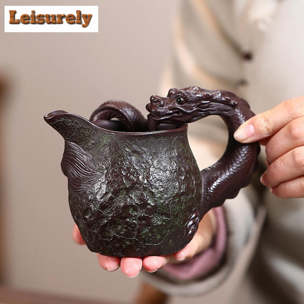 300 ml authentische Yixing Lila Ton Fair Cup Chahai Meister handgefertigte Becher mit Dargon-Griff Hochwertiges chinesisches Zisha-Teeservice-Zubehör