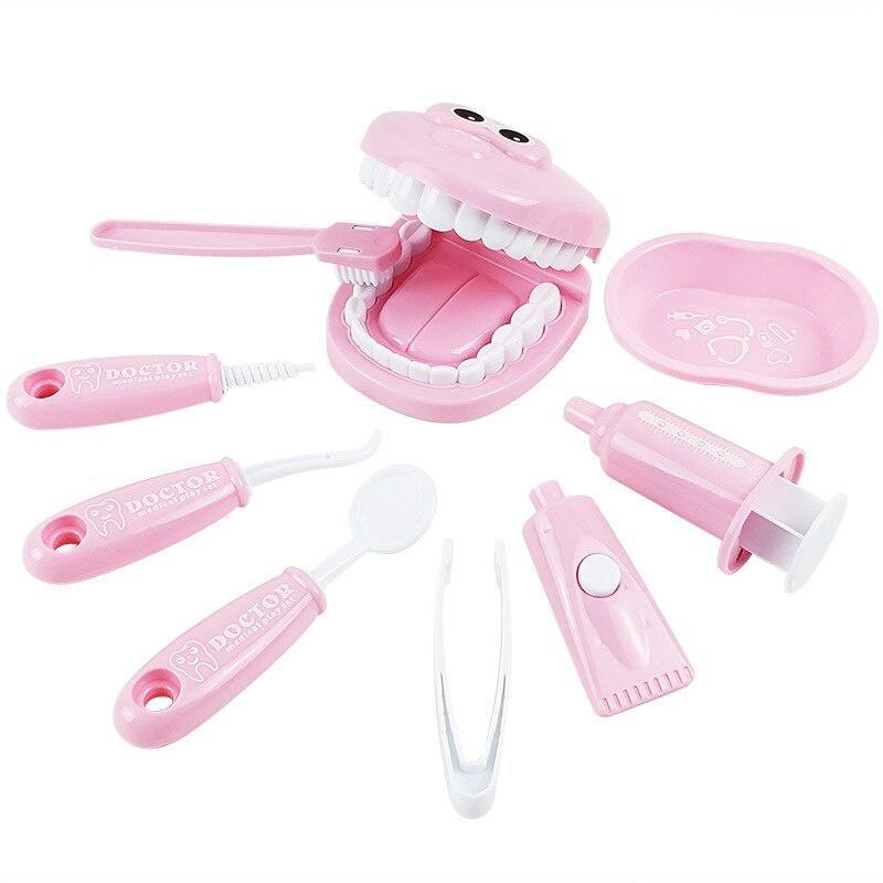 9-Piece Suit Kids Simulation Dentist Toys Sets Nice Gift for Children Interactive Dentist Role Play Pretend Toys Set