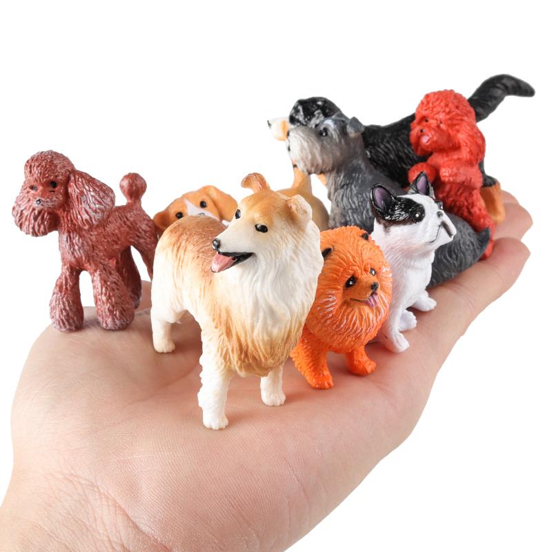 Oenux 16pcs Mini Dog Animals Model Action Figure Schnauzer Chow Chow Puppy Figurines Devon Rex Cat Cake Toppers Toy Kid Gift