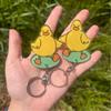 Cartoon Creative Keychain Plastic Couple Keychains Durable Duckling Keychain  Gift