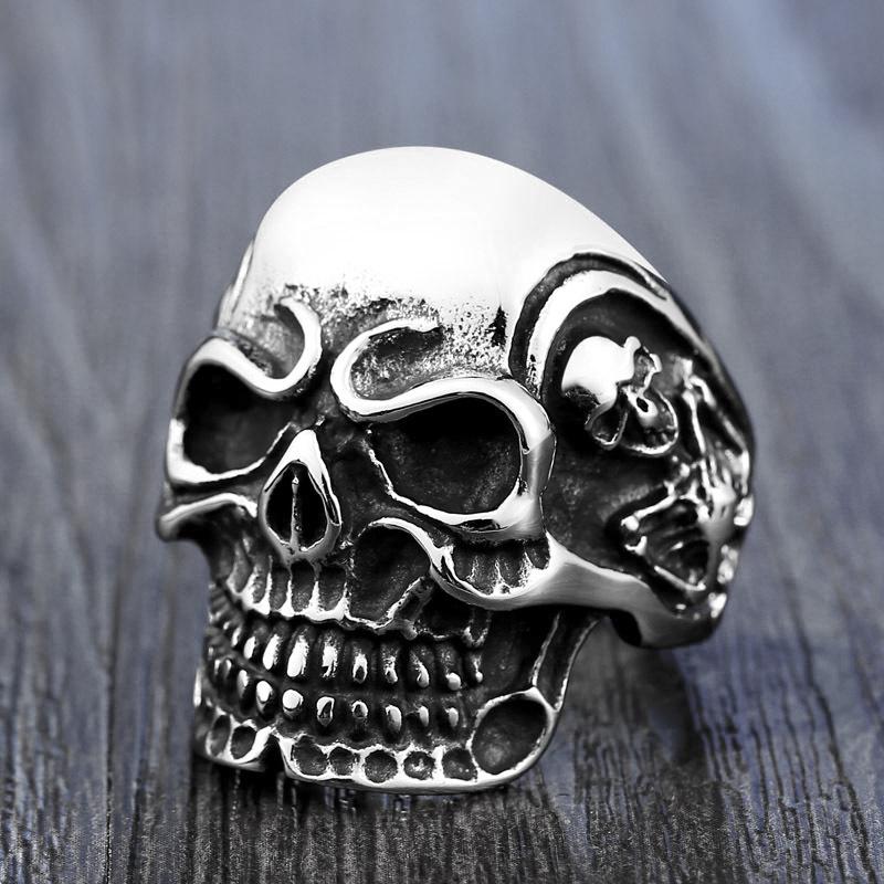 Vintage Gothic Skull Rings for Men Women Punk Hip Hop Party Skull Stainless Steel Ring Fashion Jewelry Gift Wholesale Size 7-13