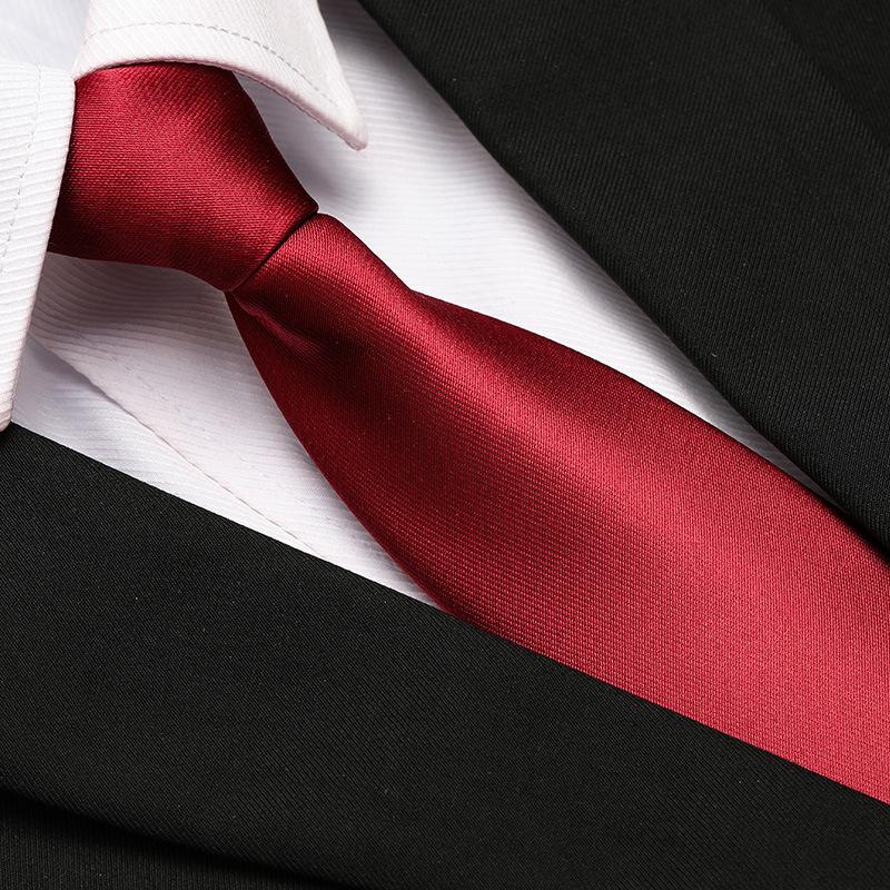 Men'S Formal Wedding Business Tie 8Cm Groom Wedding Banquet Burgundy Tie Hand Zipper Men And Women