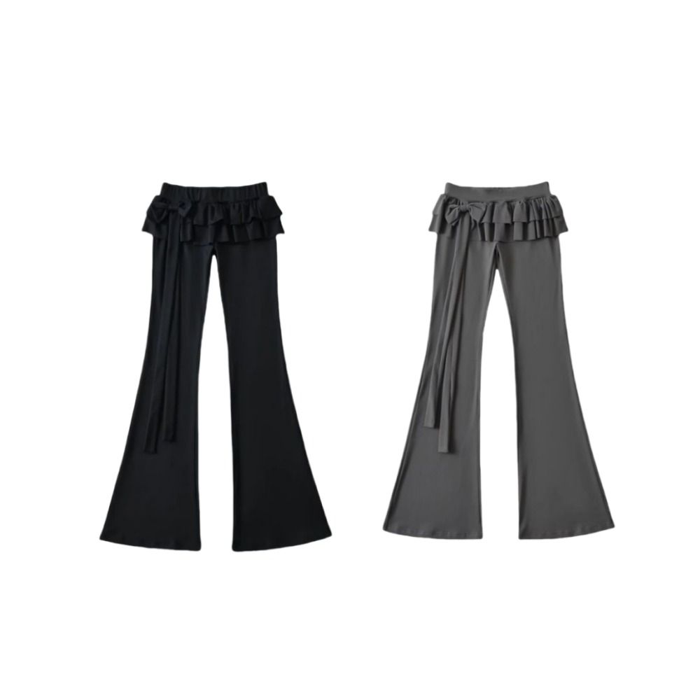 Y2k Apron Skirt Flared Pants Low Waist Bell-bottom Trousers Fashion Casual Pants for Women  Ladies