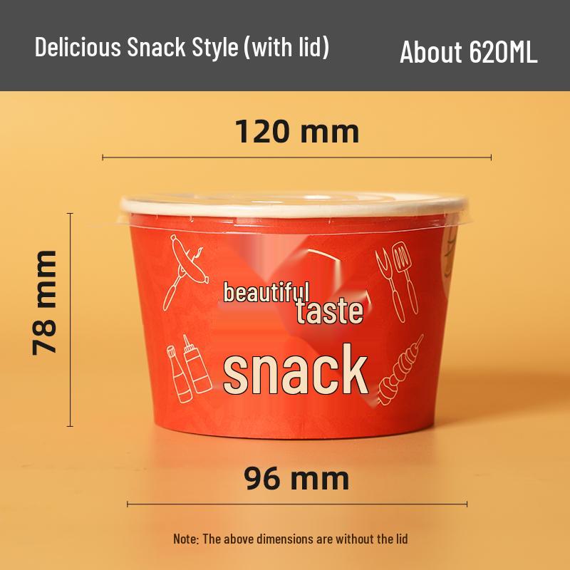 Zesílená jednorázová papírová miska s víčkem na svačiny s sebou