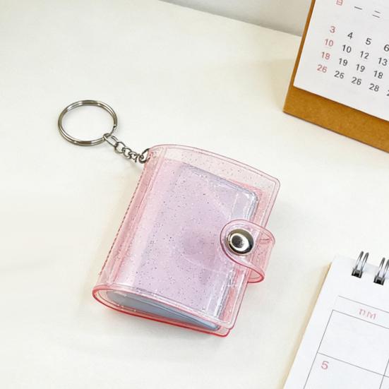 Storage Book Mini Photo Album Keychain with Snap Button Design Portable 16-24 Photo Capacity