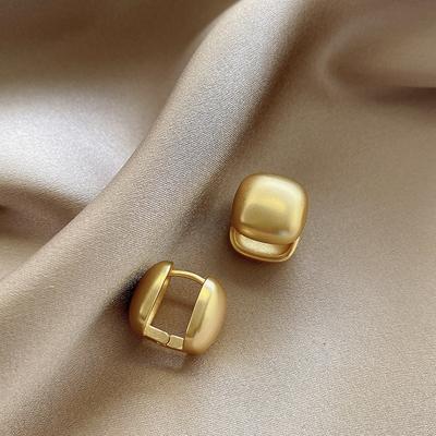 France New Design Fashion Jewelry 14K Gold Plated Square Block Metal Earrings Elegant Women'S Daily Work Accessories