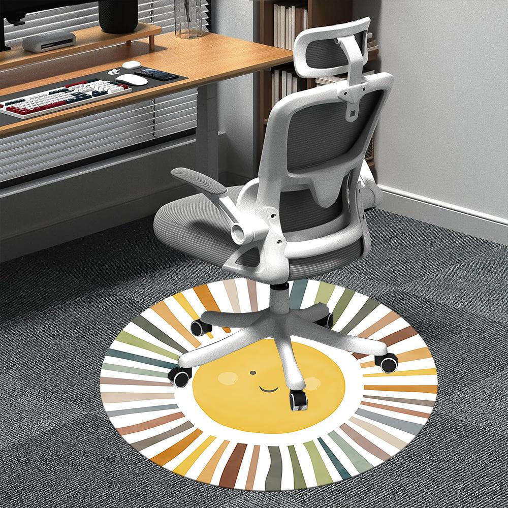 1pc Sunshine Spectrum Office Round Area Rug, Indoor Mat Suitable ForOffice, Under Office Chairs Bedroom Living Room Home Decor, Room Deco U52