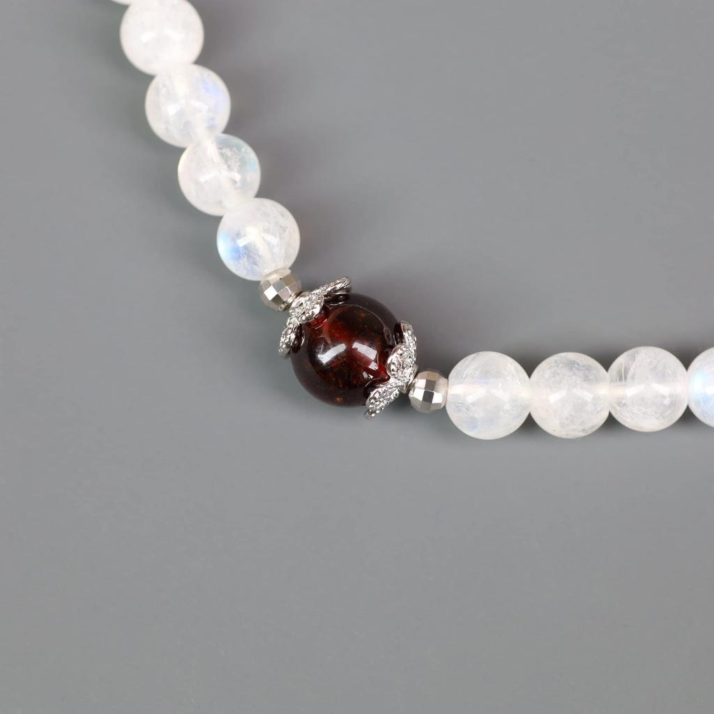 Moonstone Garnet Birthstone Bracelet [Koai]