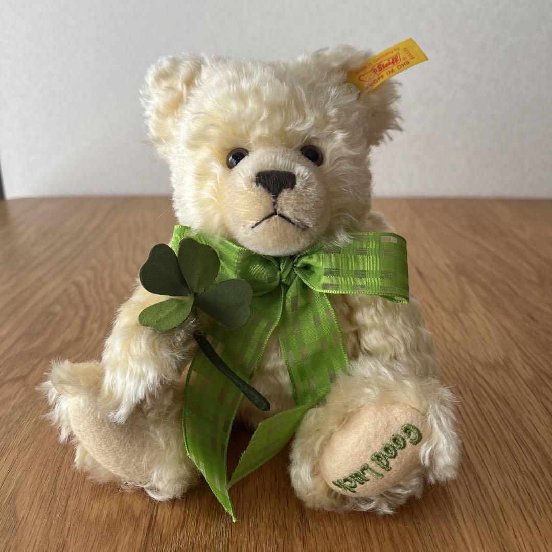 

[USED] Steiff Good Luck Teddy Bear - Four-leaf Clover