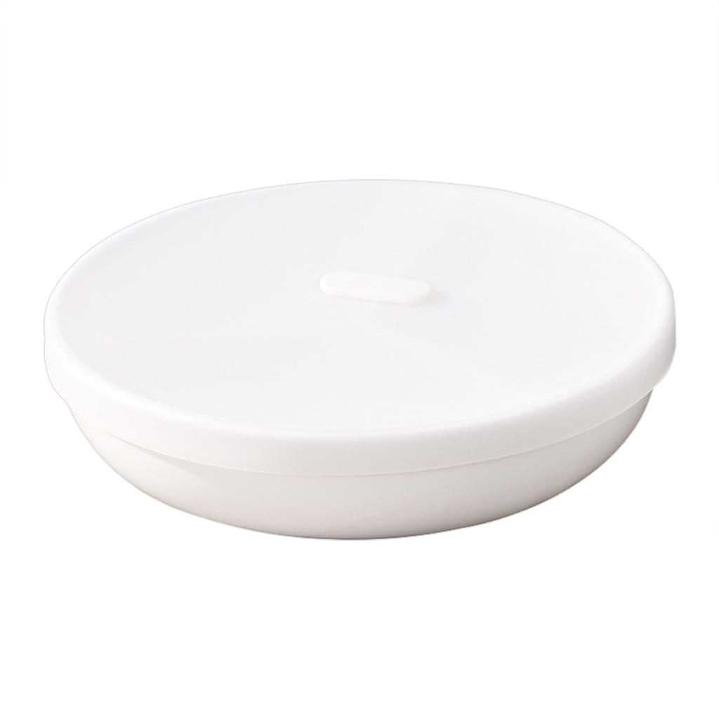 Ceramic Compartment Plate With Lid Three Compartments Round Steaming Plate For Breakfast And Diet Portion Control