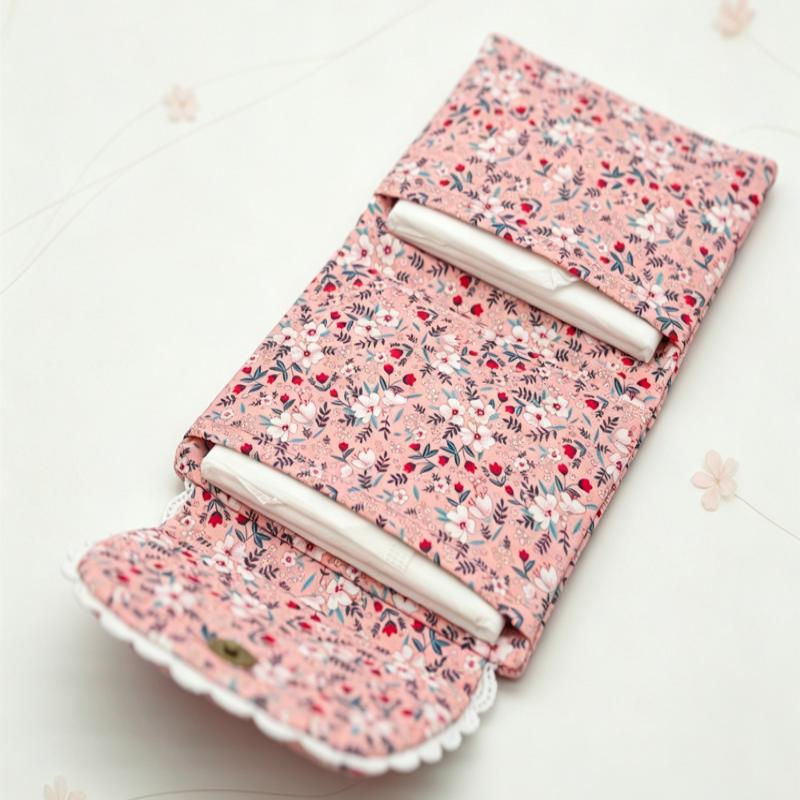 Small Sanitary Napkin Storage Pouch Cute Floral Lace Bow Period Bag Waterproof Privacy Organizer for Teen Girls School Use