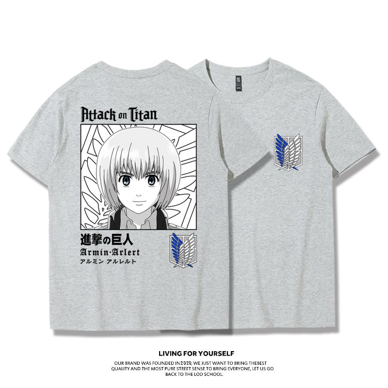 Attack Giant T-shirt Wings of Freedom Alan Mikasa Livel Soldier Anime 100% Cotton Short Sleeve Men's Fashion