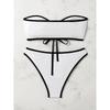Sexy Two-Piece Swimsuit Pure Color Simple Style Women's Fashionable Hollow Out Bikini Sensual Strapless Swimwear for Swimming