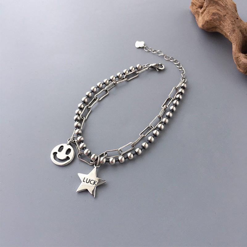 Exquisite Retro Heart Tassel Bracelet: Sterling Silver, High-End Luxury Jewelry for Women