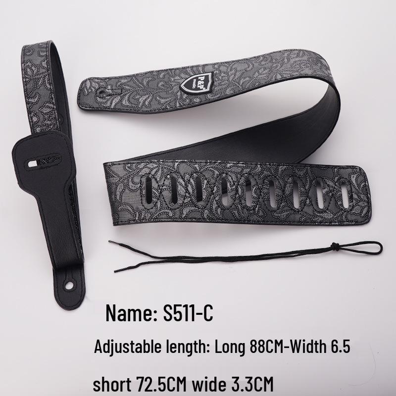 

PU Leather Guitar Strap: Acoustic, Electric & Classical - No-Hole, Widened Shoulder Design