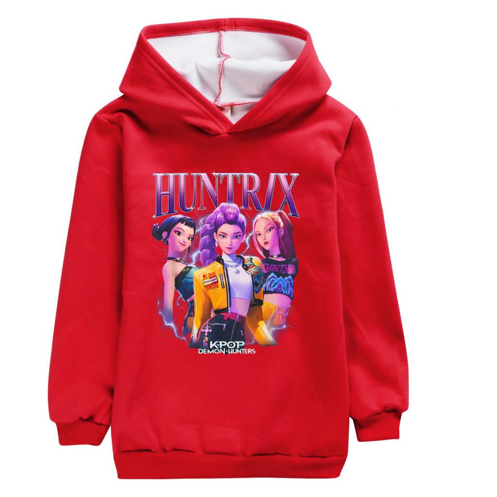 4992 Kids Girls Kpop Rumi Zoey Mira Print Casual Long Sleeves Velvet Warm Outerwear Hoodie Top