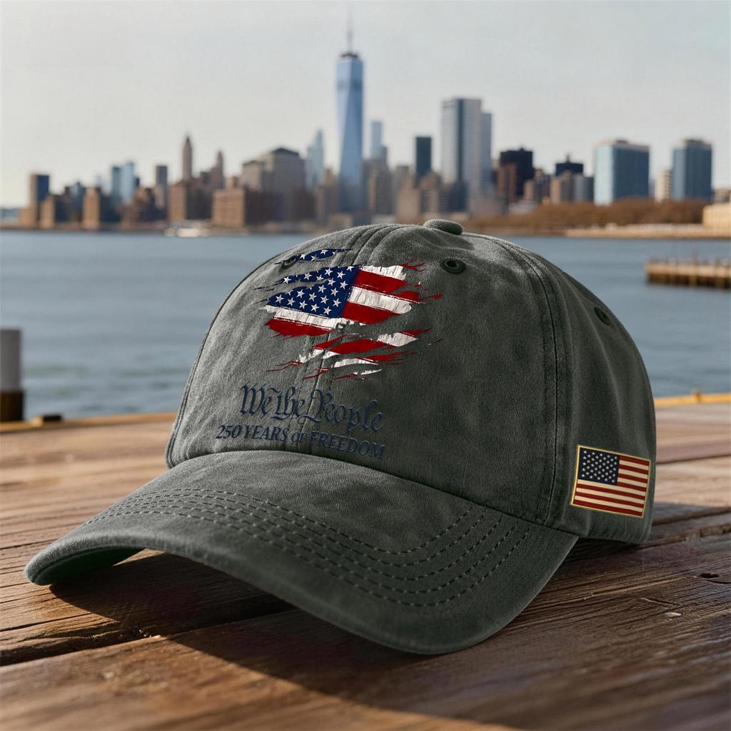 Unisex USA 250th Anniversary Printed Distressed Washed Baseball Cap | Patriotic Vintage Hat For Celebrations