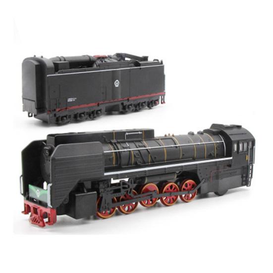 2Pcs 1/87 Retro Steam Train Locomotive Carriage Pull Back Music LED Kids Toy