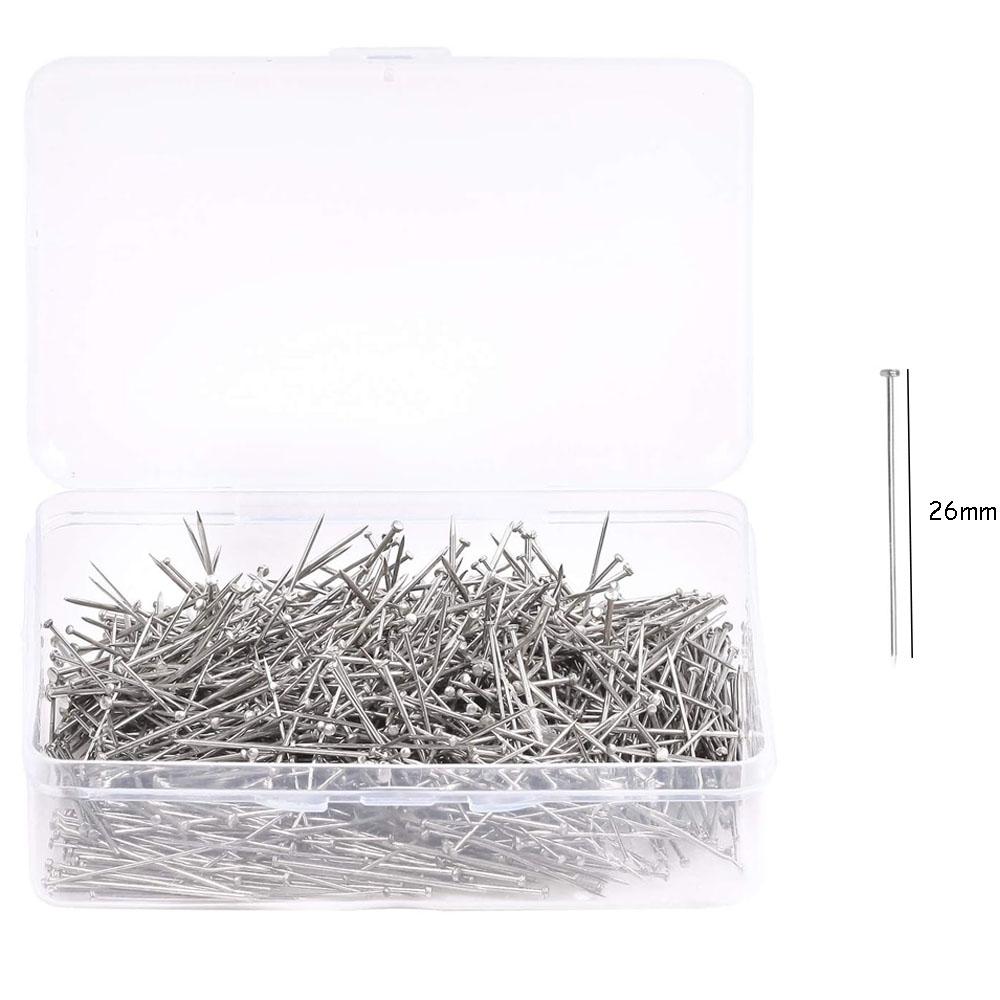 1000PCS 26/35mm Stainless Steel Sewing Pins Dressmaker Straight Suture Pins Fine Satin Head Pins Jewelry Making of Sewing Tools