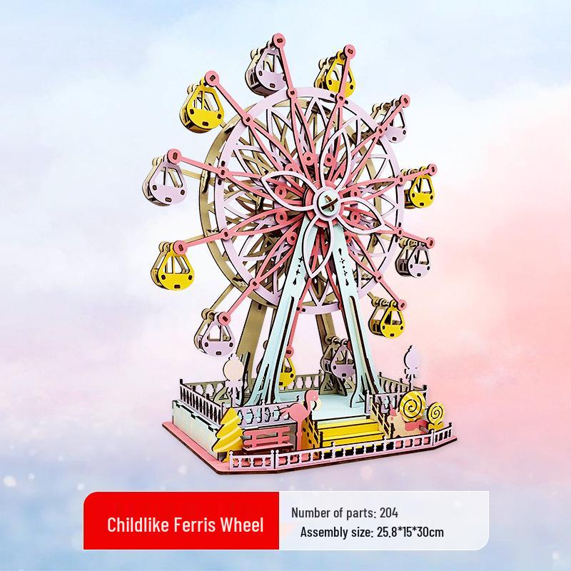 3D Wooden Ferris Wheel Puzzle - Educational DIY Gift for Kids