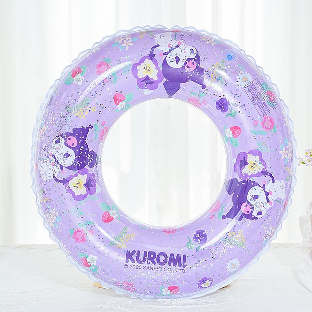 Deniko Baby Float with Foot Hole, Sanrio Design, Strong Buoyancy, Swimming Ring, Cute Kuromi and My Melody Design, Perfect for Water Play, Baths,