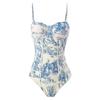 Women's Vintage Fashion Swimsuit Push Up Tummy Control Monikini Lace Up Cover-up Swimwear Set Two Pieces Slimming Close-fittingTankini Bathing Suit
