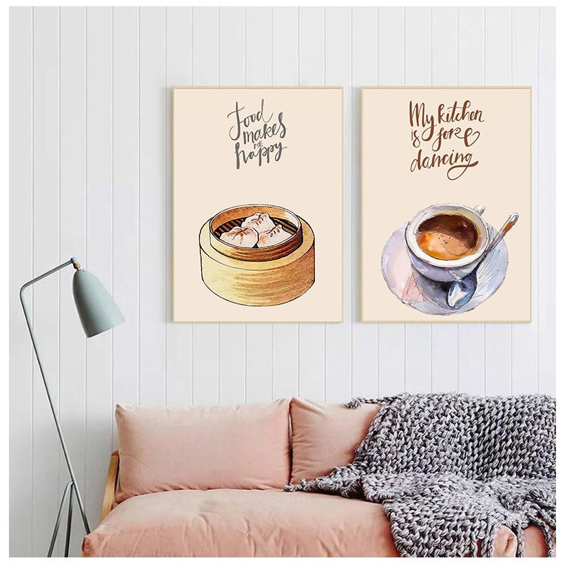 Abstraktes Heimdekorationsplakat, chinesisches Restaurant, Knödel, Essen, Hd-Druck, Ölgemälde, Wandküche