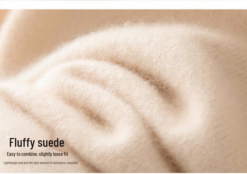 Women's 100% Cashmere Thickened Long Sleeve Sweater - Half-High Neck, Versatile Knit Base Layer for Autumn/Winter