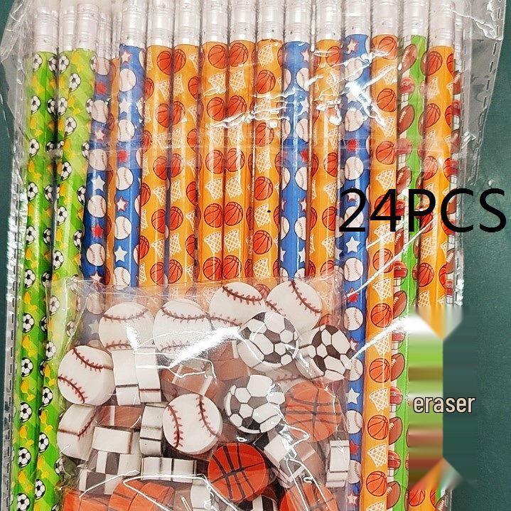 

Children s Sports-Themed 2B Pencil Set with Basketball and Football Designs Black