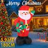 5.91FT LED Light Inflatable Santa Claus Wreath Toy Xmas Yard Party Decoration Home Ornament Supplie Christmas Holiday Gift