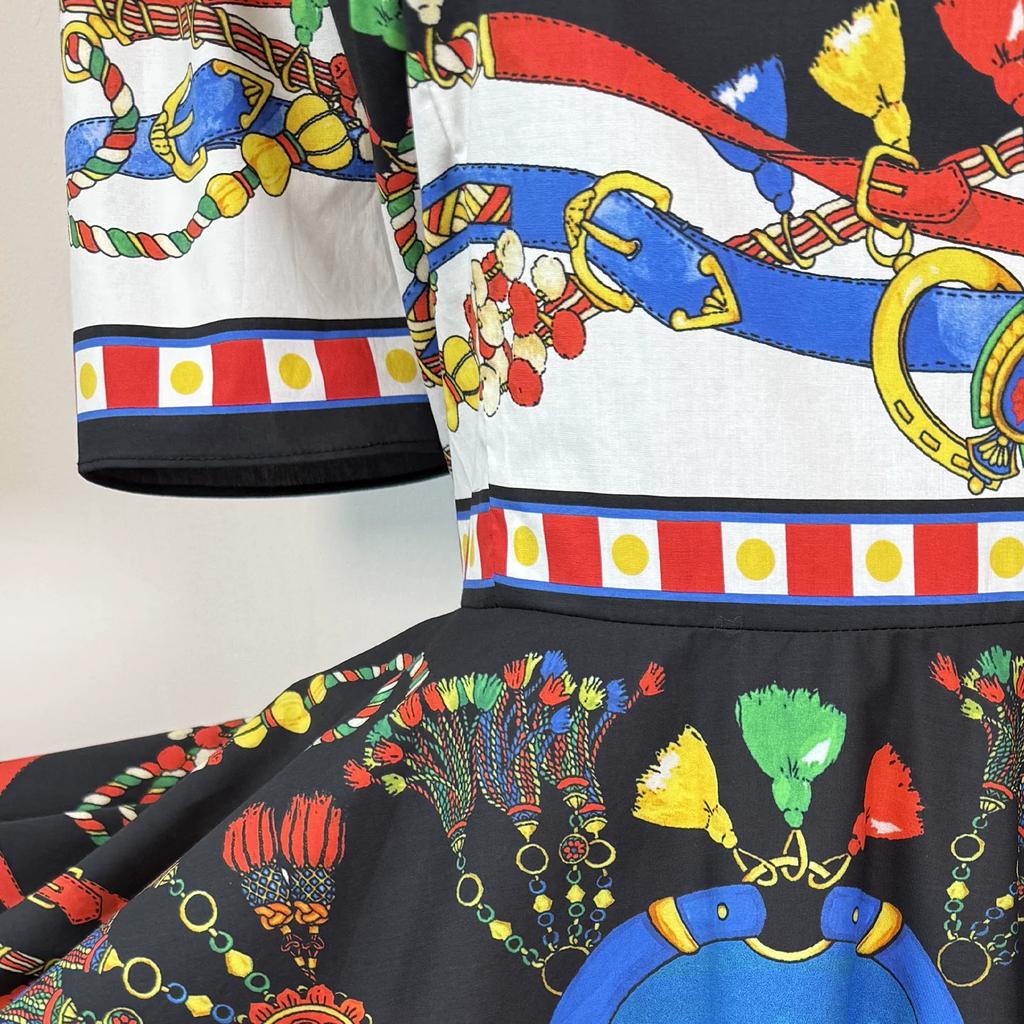 Marka Fashioni Letnia Vintage Sukienka Midi Damska Krótki Rękaw Okrągły Dekolt Empire Kwiatowy Wzór Długa Sukienka na Plażę Imprezę Wieczorową