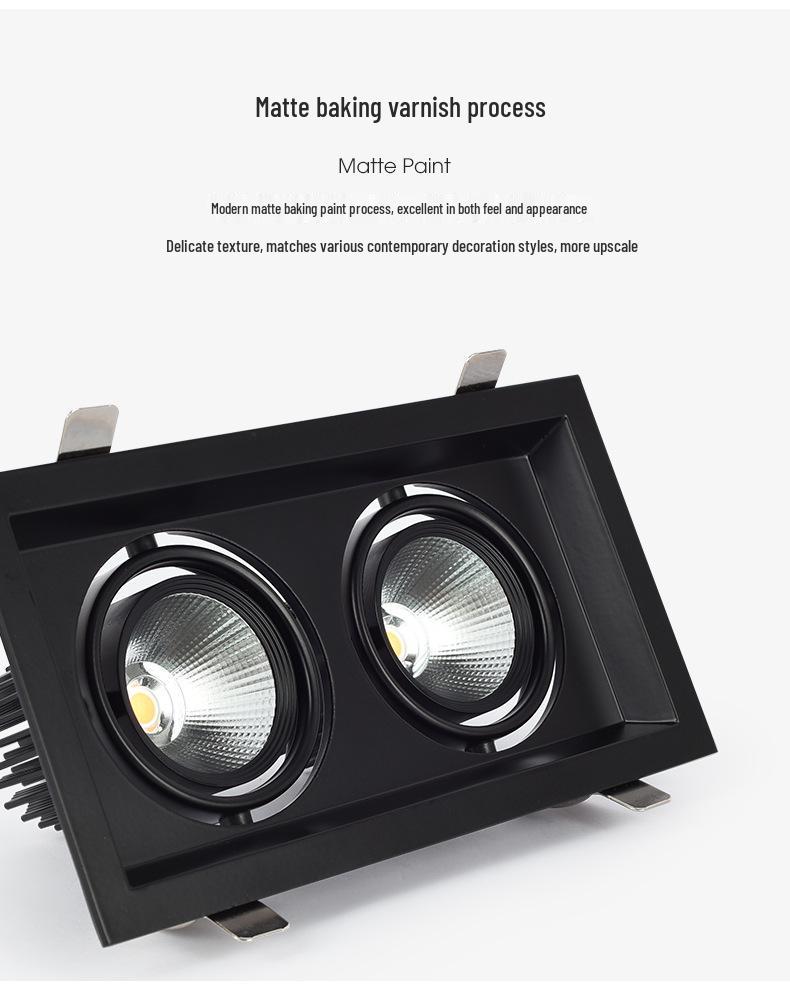 LED Double/Triple-Head Square Downlight: Recessed Aluminum Gimbal Light, COB Spotlight for Commercial Use
