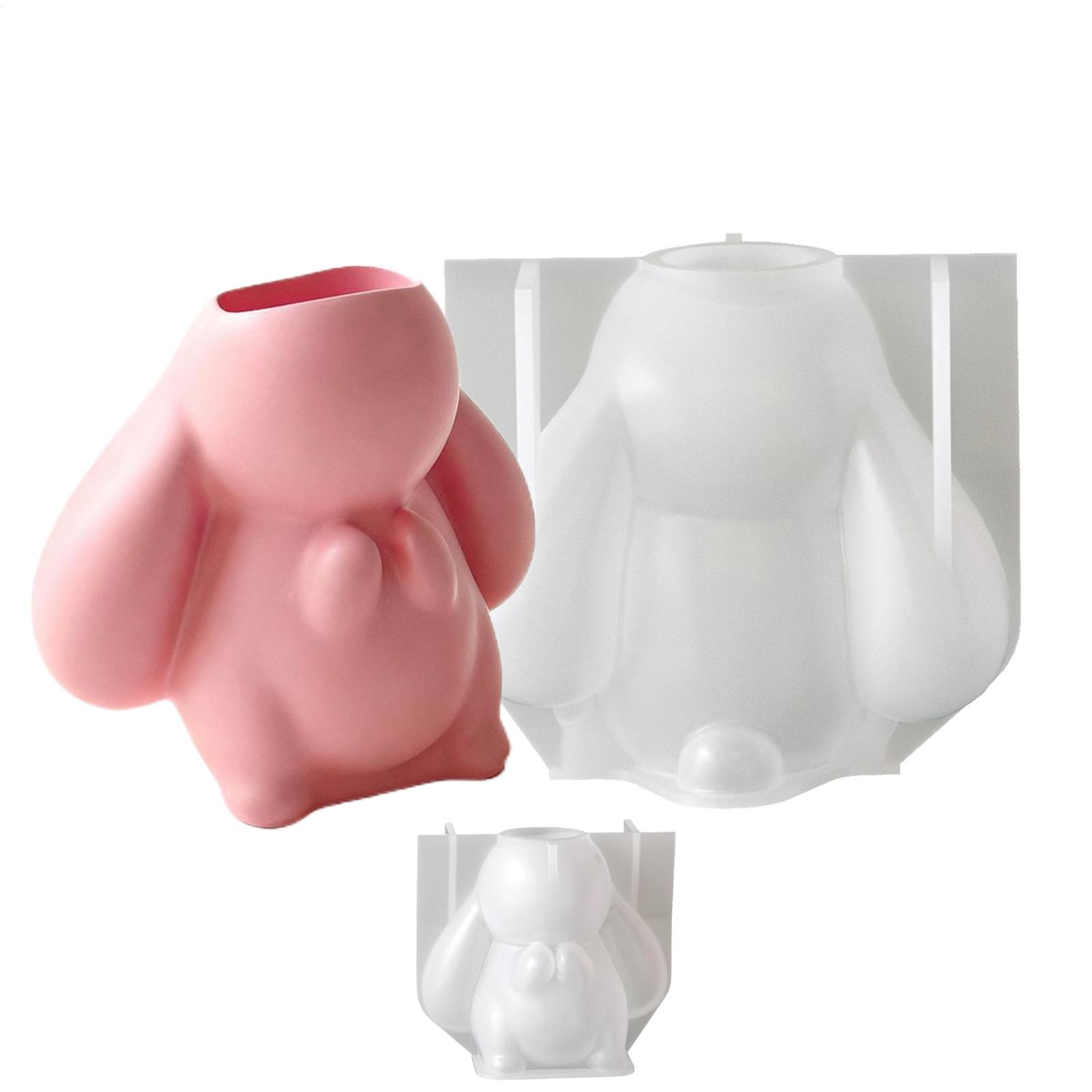 

Easter Prayer Big Ear Rabbit Candlestick Silicone Mold DIY Aromatherapy Gypsum Easter Bunny Candlestick Base Dropping Mold China Mainland