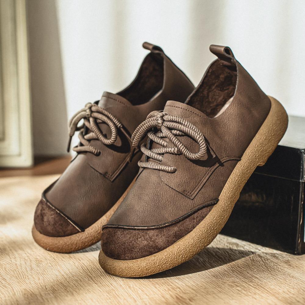 Nové Pánské Ležérní Kožené Boty Retro Trend Velká Špička Nízké Šněrovací Boty Měkká Podrážka Ležérní Boty Všestranné Módní Boty Pánské