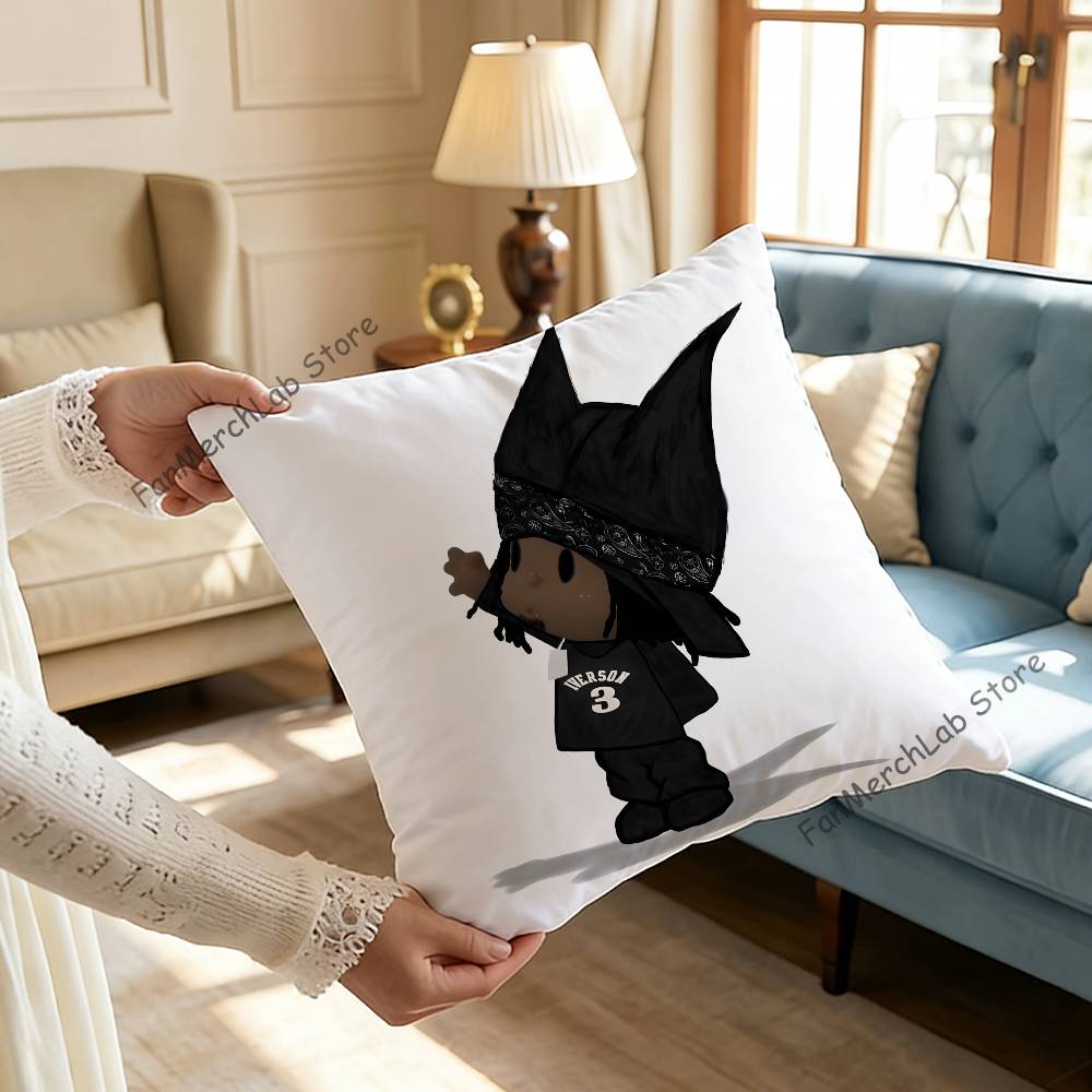PPlayboi AM Music CCarti Pillow Covers Cartoon Sofa Decorative Home Doublesided Printing Short Plush Cute Cushion Cover