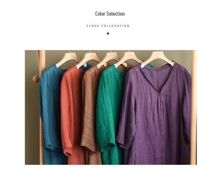 2026 Summer-Autumn Retro Cotton Linen Mid-Length Cardigan: Loose Fit, Artistic Plus Size, Casual Air Conditioning Shirt for Women.