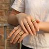 Copper-Plated 18K Gold Enamel Butterfly Adjustable Wide Band Ring for Women