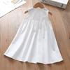 Girls Summer Dress Children's Clothing Western Style Bow White Vest Skirt