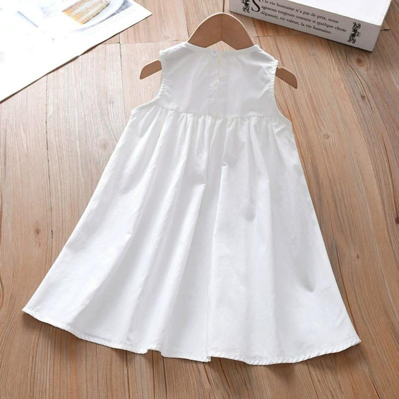 Girls Summer Dress Children's Clothing Western Style Bow White Vest Skirt