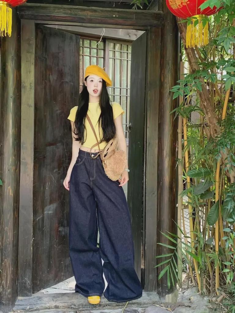 2024 Retro High-Waist Wide-Leg Spicy Girl Jeans - Summer Lazy Style for Women