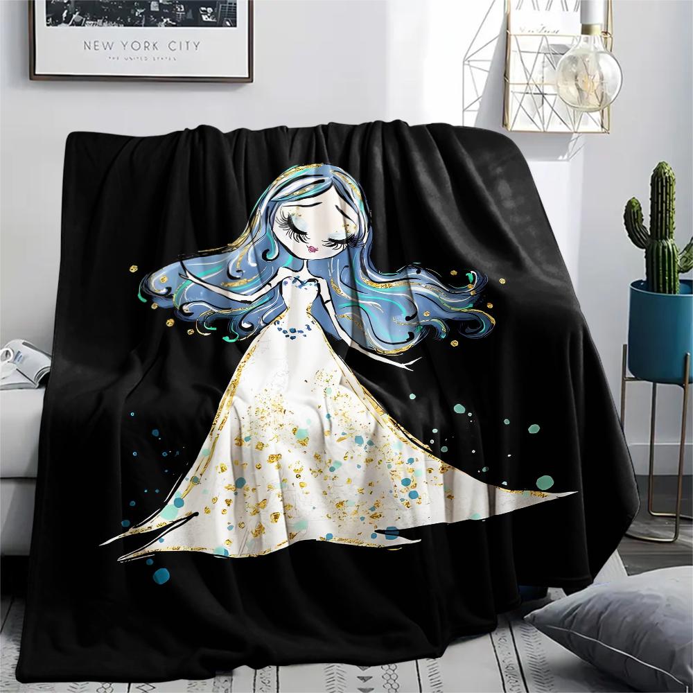 1PC Corpse Bride Print Flannel Blanket, High Quality All Seasons, Home Decor, Warmth and Comfort, Perfect for Christmas Gifts
