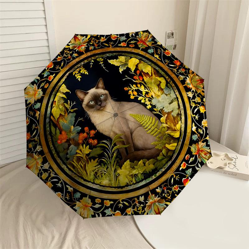 

1PC cat floral Umbrella-8-Rib Reinforced, Automatic Open, Lightweight & Durable, Cute Fashion Accessory for Outdoor-K1283