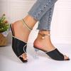 Fashion Fashion Solid PU Slip-On Leisure Slipper Strange Heels Square Open Toe Women Mules Outdoor Sandals Size 36-41 Summer New