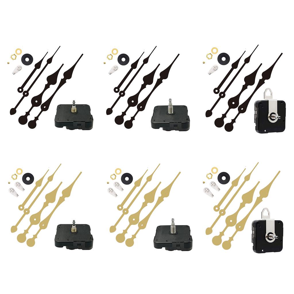 Long Shaft High Torque Clock Movement Mechanism Kits with 2 Pack Long Spade Hands and Hook for DIY Wall Clock Repair