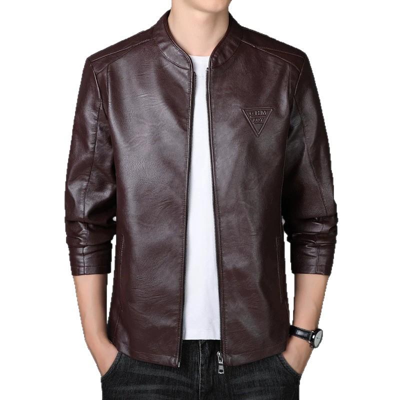Men's Jacket Leather Jacket Slim Fit Casual Youth Inverted Triangle Men's Leather Jacket Casual Fashion Fleece Jacket