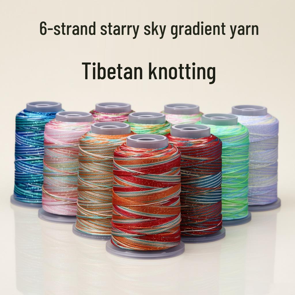 Starry Sky Gradient Yarn: 6-Strand Purple Illusion Tassel for DIY Bracelet & Handmade Weaving Accessories.