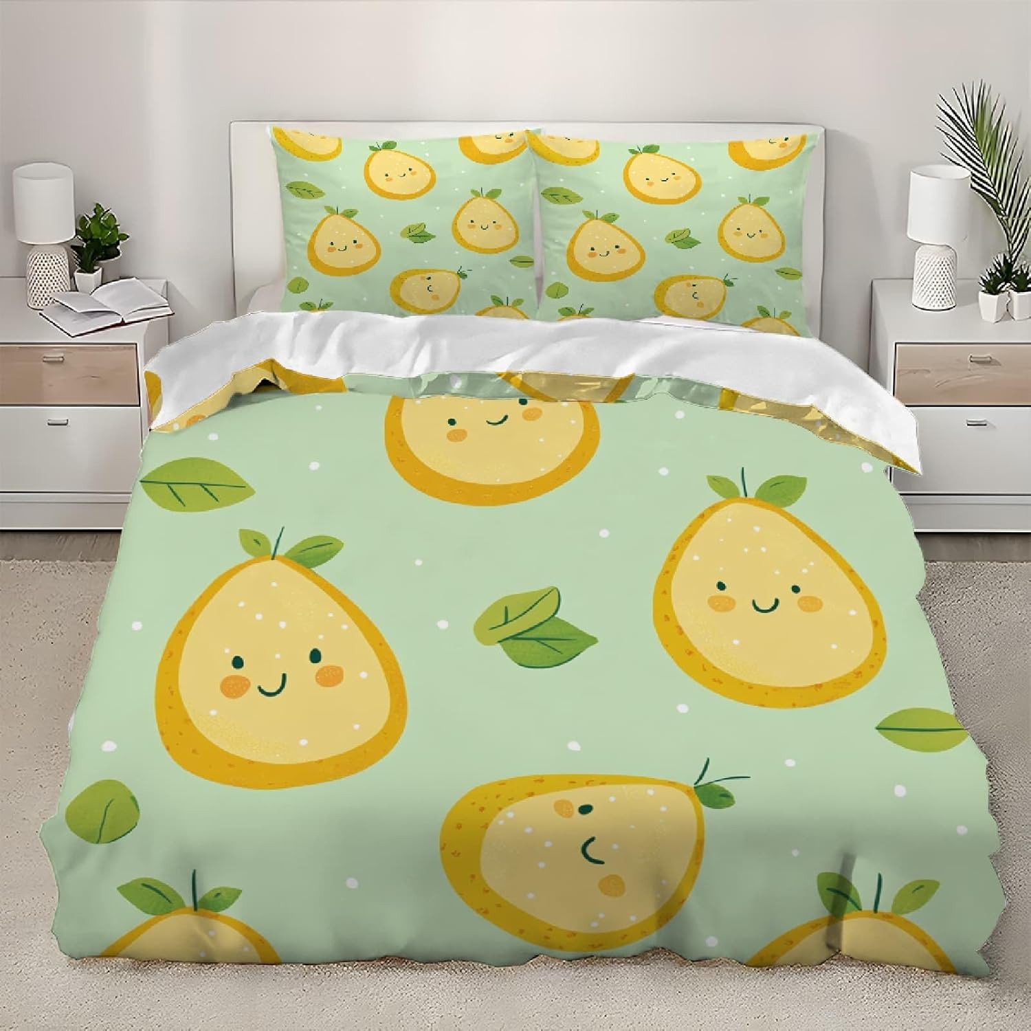 

Комплект постільної білизни з авокадо, 3D-візерунок, м який мікрофібровий набір ковдри-чохла, фруктова ковдра та наволочка 50 X 75 см на блискавці 140x200cm