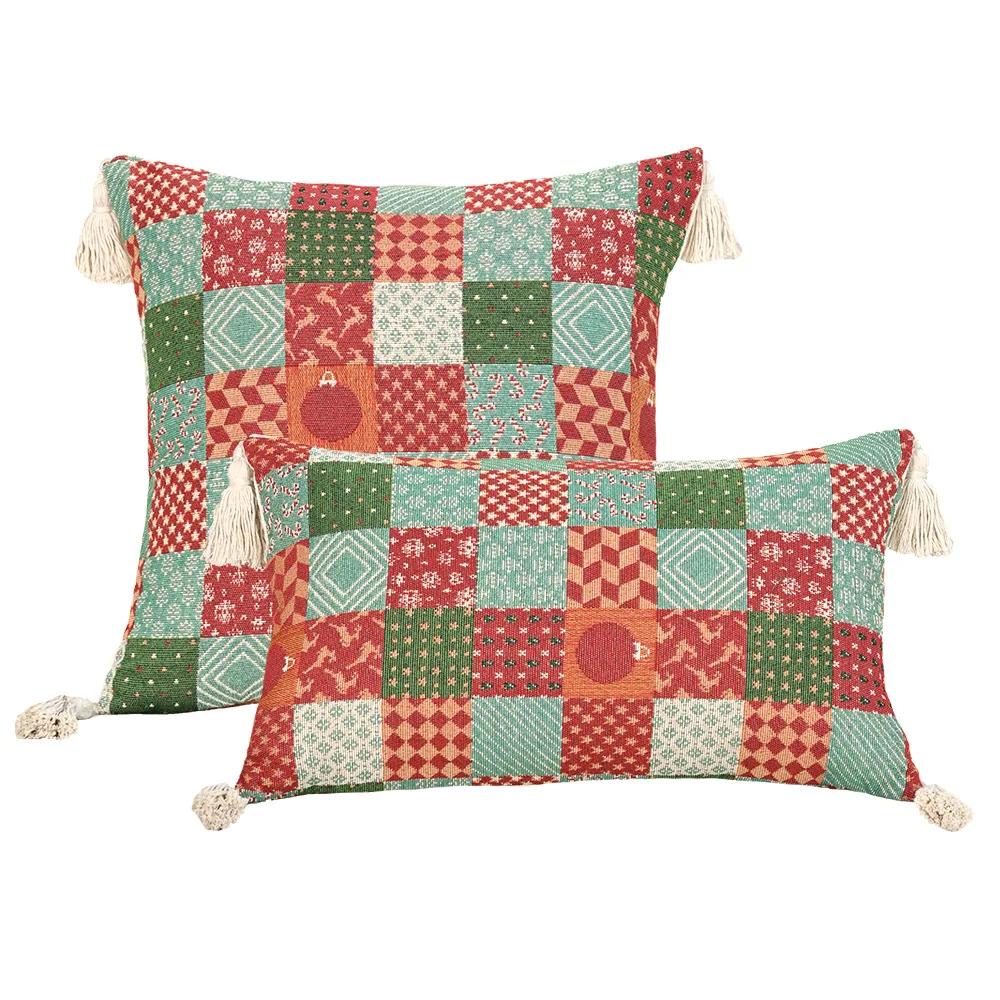 Retro European Style Cotton Linen Flower Cushion Pillowcase Living Room Sofa Backrest High Precision Jacquard Cushion Cover